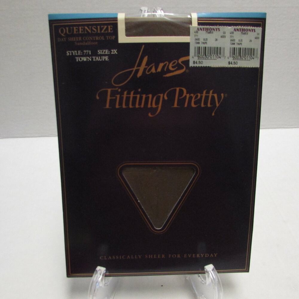 Vintage Hanes Fitting Pretty Queen Size Pantyhose Town Taupe size 2X Style 771